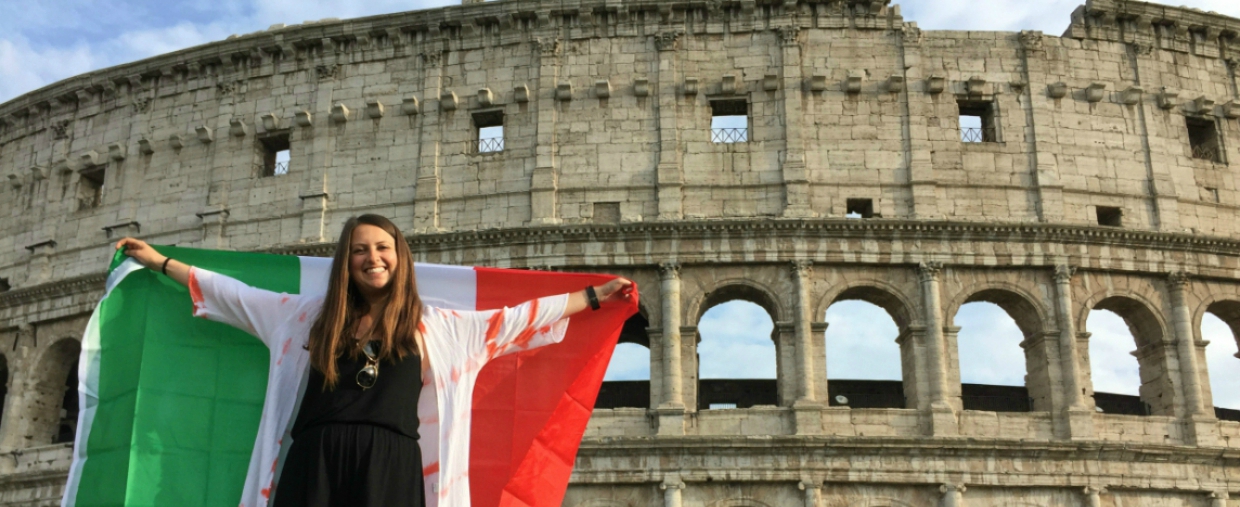 Photo of student in front of Colosseum