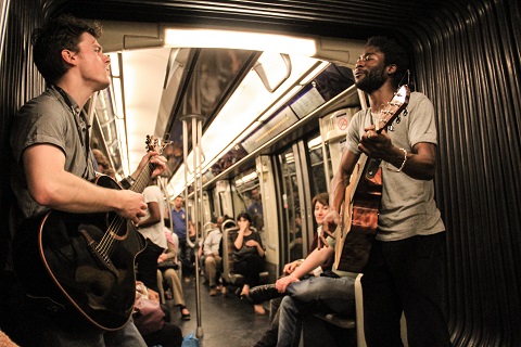 Musicians on Train in France