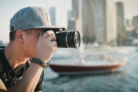Photographer in harbor